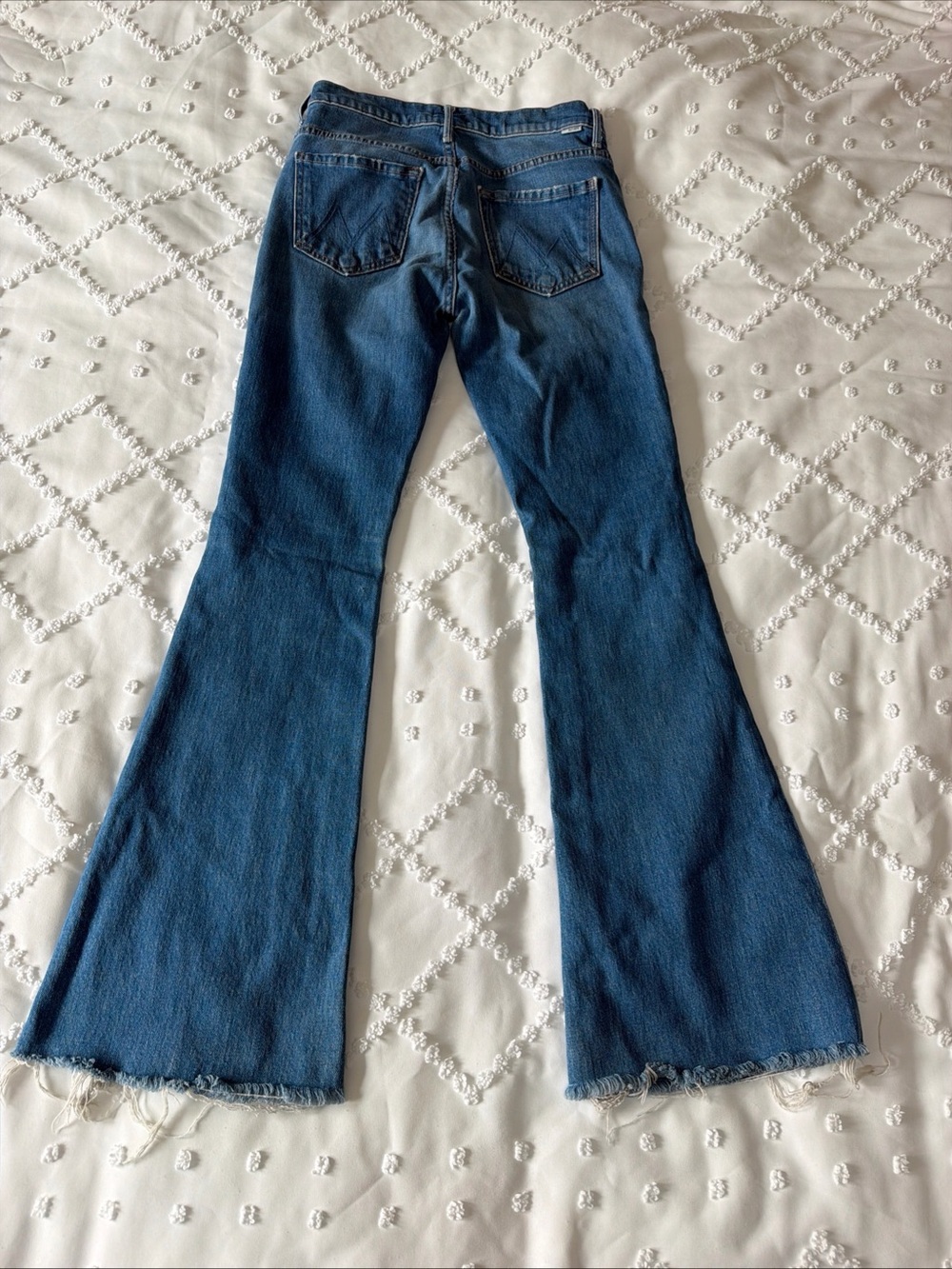 MOTHER Weekender Fray Gold Rush Floral Embroidered Flare Jeans Women’s 26 EUC - Picture 11 of 12